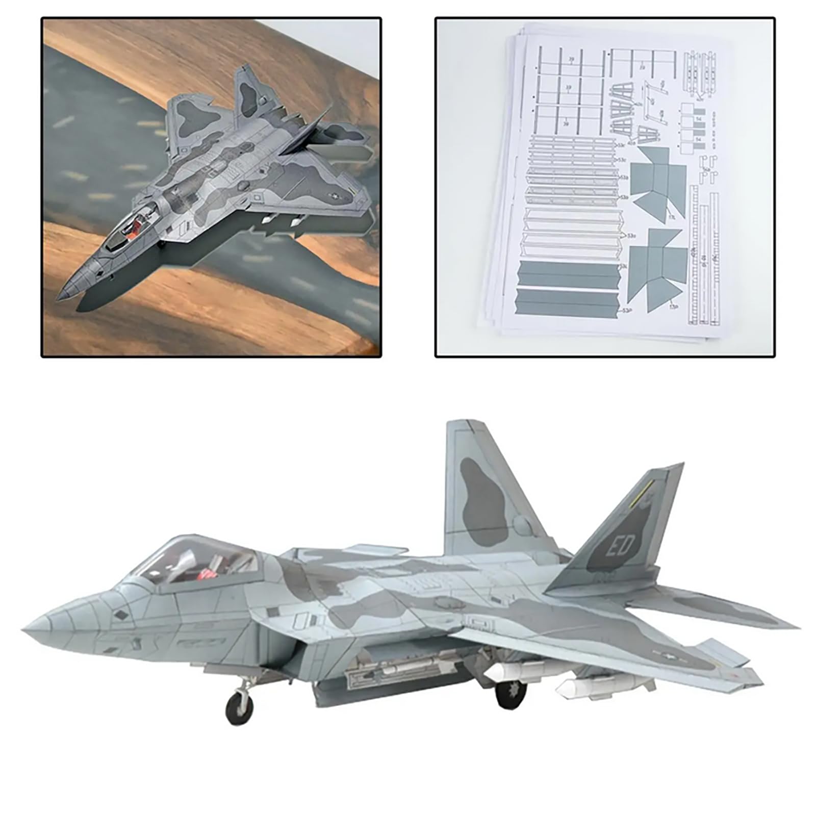 Amazon | 1/33スケールUS F-22戦闘機 ラプター 紙上戦闘機 ミリタリー